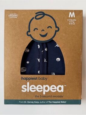 Happiest Baby Sleepea Organic Cotton Swaddle 2-4M Midnight Planets